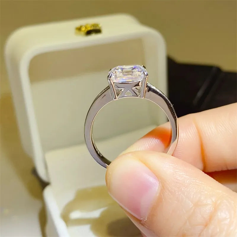 3 Carat Moissanite 925 Sterling Silver Square Shape Ring OutfitFlow