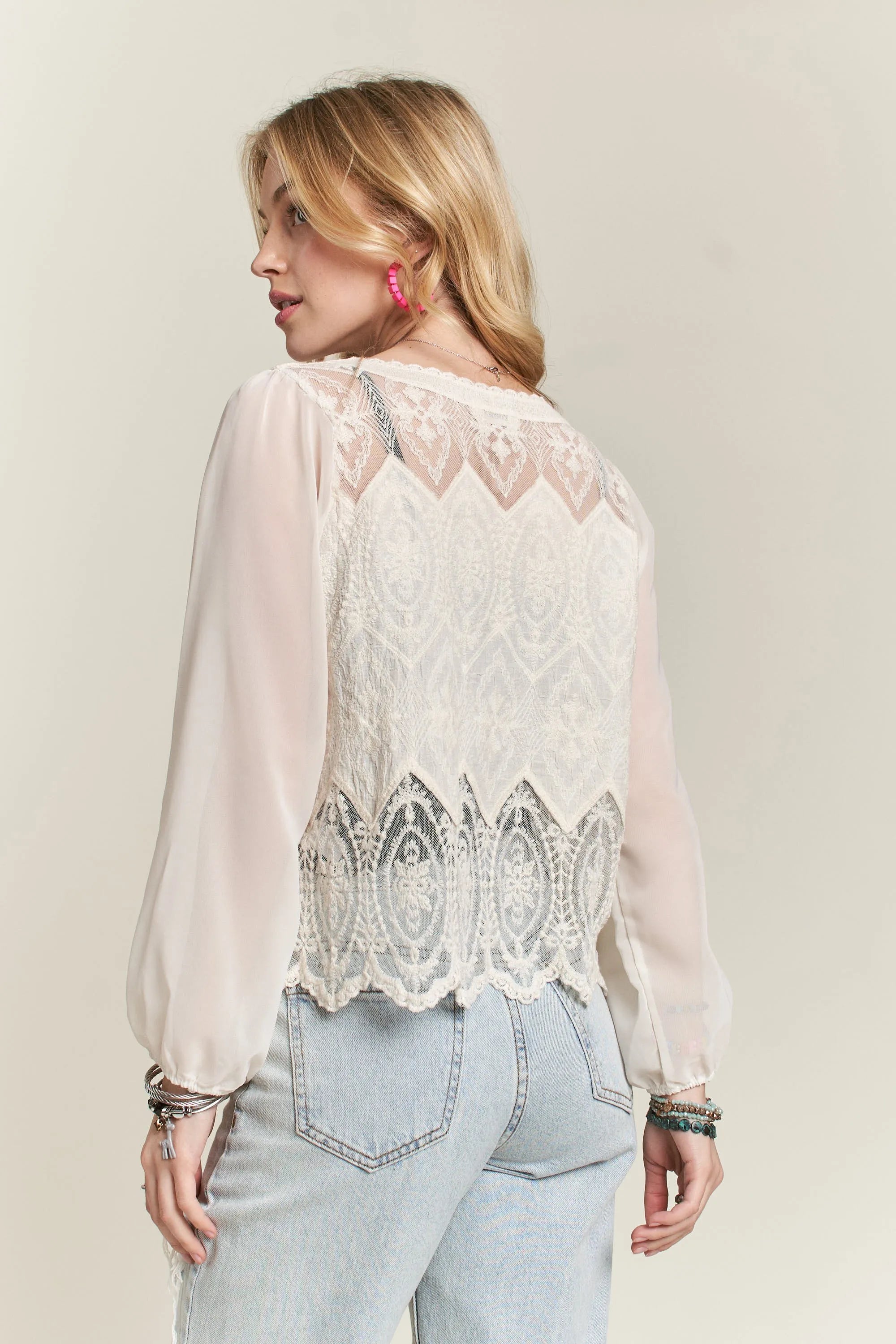 ADORA Button Down Embroidered Blouse OutfitFlow