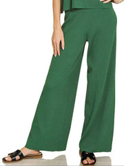 Zenana Viscose Sweater Short Sleeve Top and Pants Set Trendsi