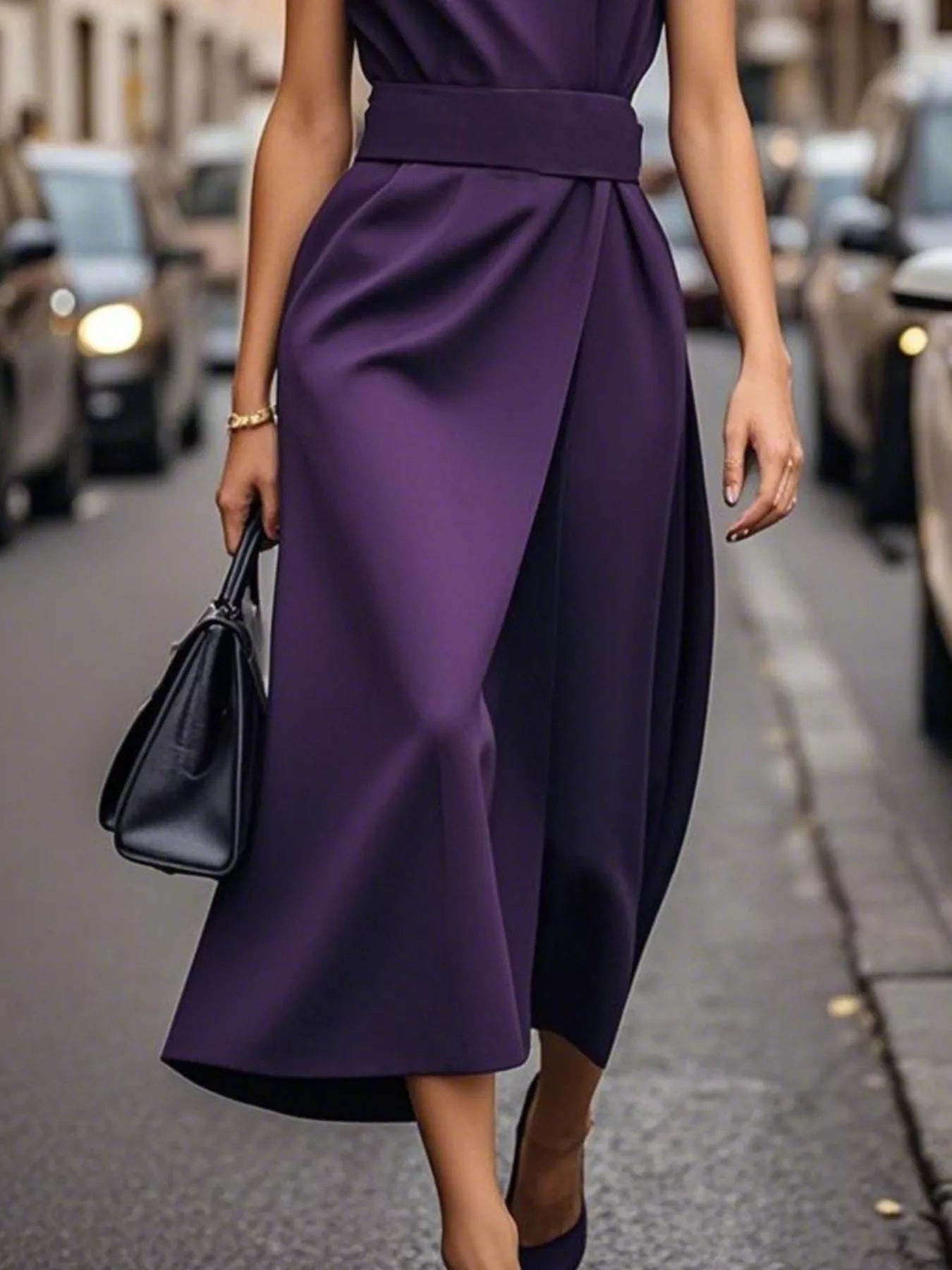 Round Neck Sleeveless Midi Dress OutfitFlow