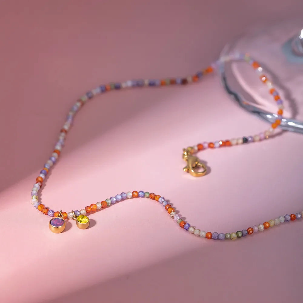 Stainless Steel Glass Stone Necklace OutfitFlow