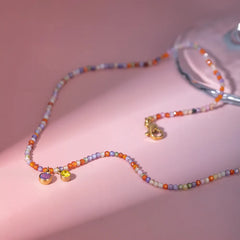 Stainless Steel Glass Stone Necklace OutfitFlow