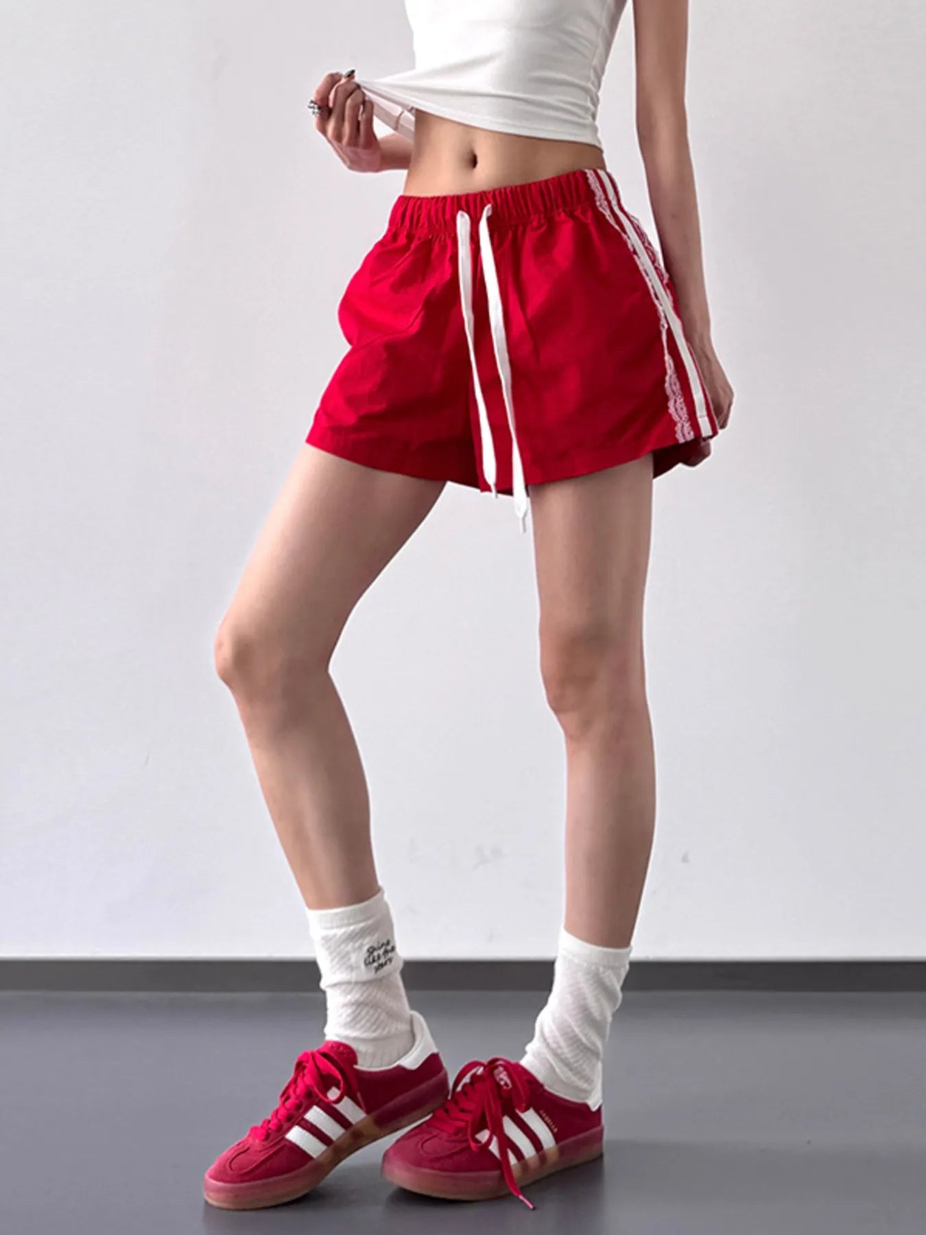 Side Stripe Drawstring Shorts OutfitFlow