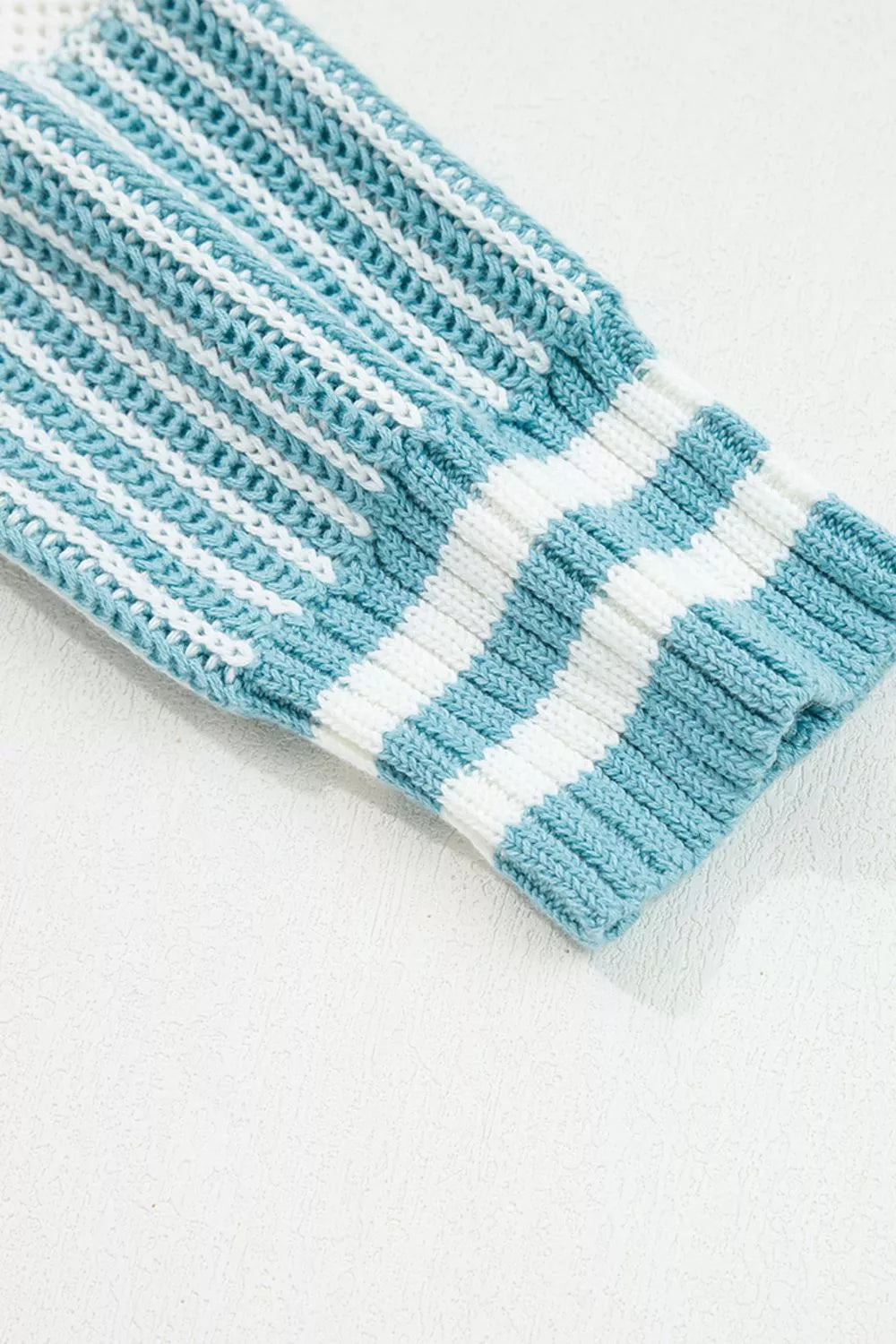 Two Tone Striped Patchwork Drop Shoulder Loose Sweater OutfitFlow