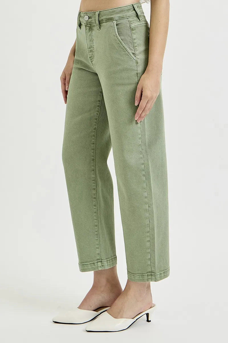 RISEN Full Size Tummy Control High Rise Crop Barrel Jeans Plus Size OutfitFlow