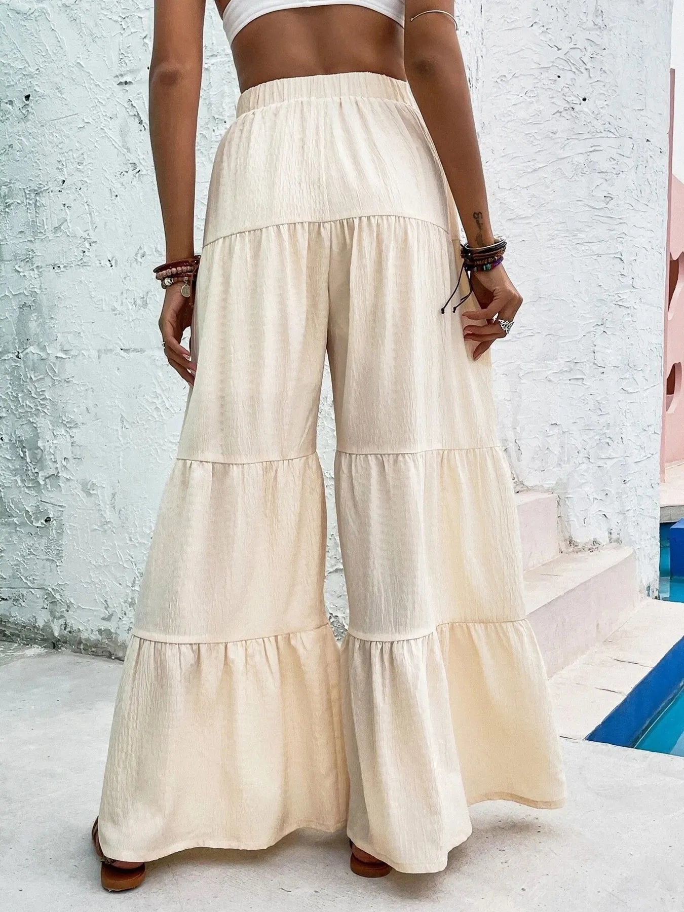 Tiered Ruffle Wide Leg Pants OutfitFlow