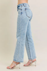 Judy Blue Full Size High Waist Stone Wash Straight Jeans Plus Size OutfitFlow