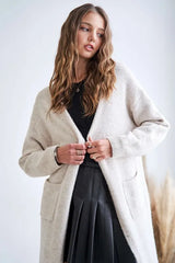 ADORA 2tone Sweater Open Cardigan OATMEAL OutfitFlow