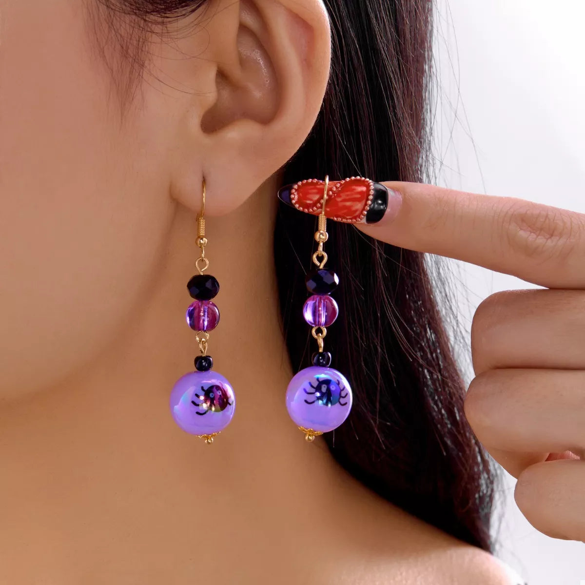 Halloween Acrylic Drop Earrings Purple One Size OutfitFlow