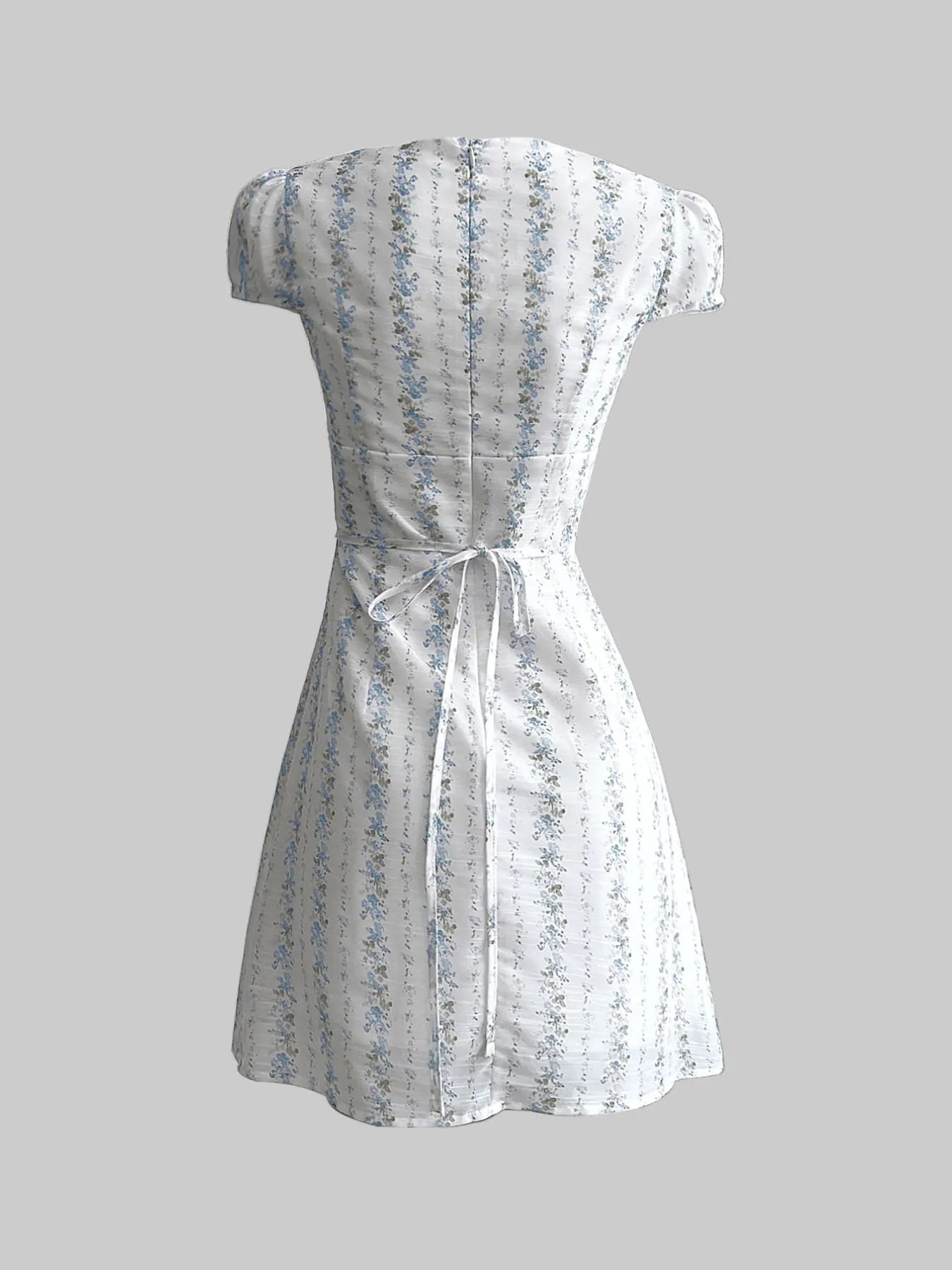 Floral Tie-Front Deep V-Neck Mini Dress OutfitFlow