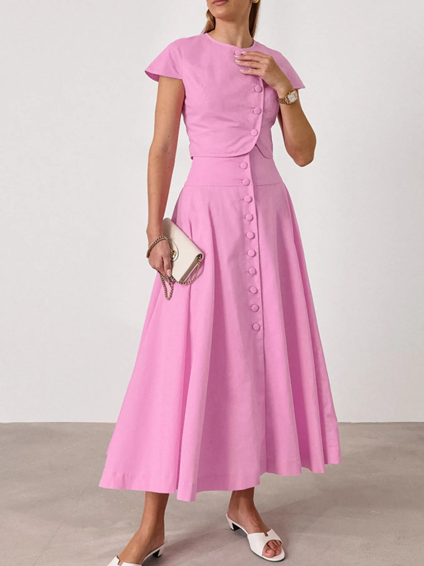 Short Sleeve Top and Skirt set OutfitFlow