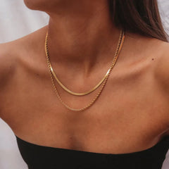 Double Layered Chain Necklace Gold One Size OutfitFlow