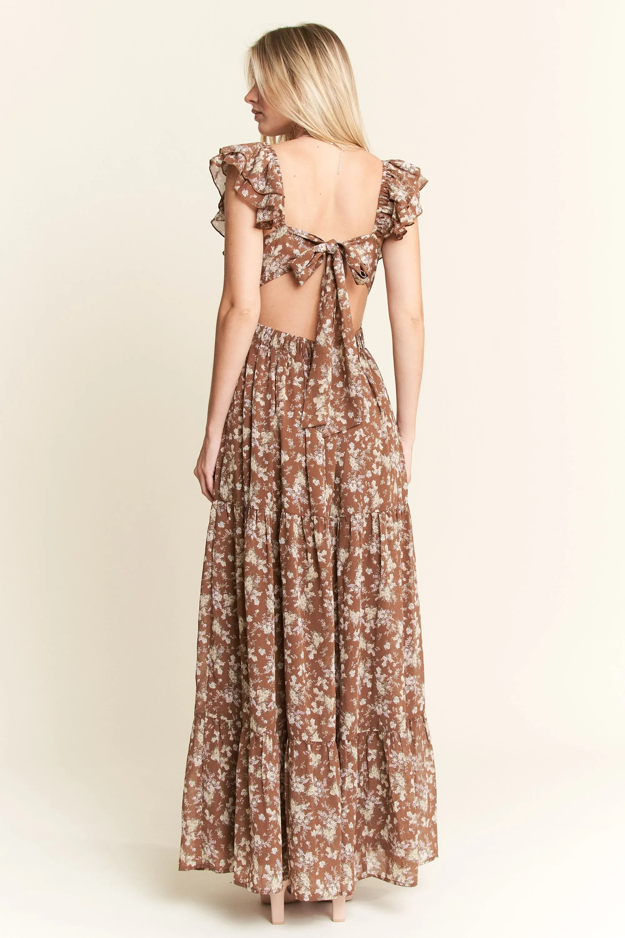 Jade By Jane Ruffle Sleeve Tiered Maxi Dress OutfitFlow