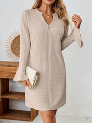 Notched Flare Sleeve Mini Dress OutfitFlow
