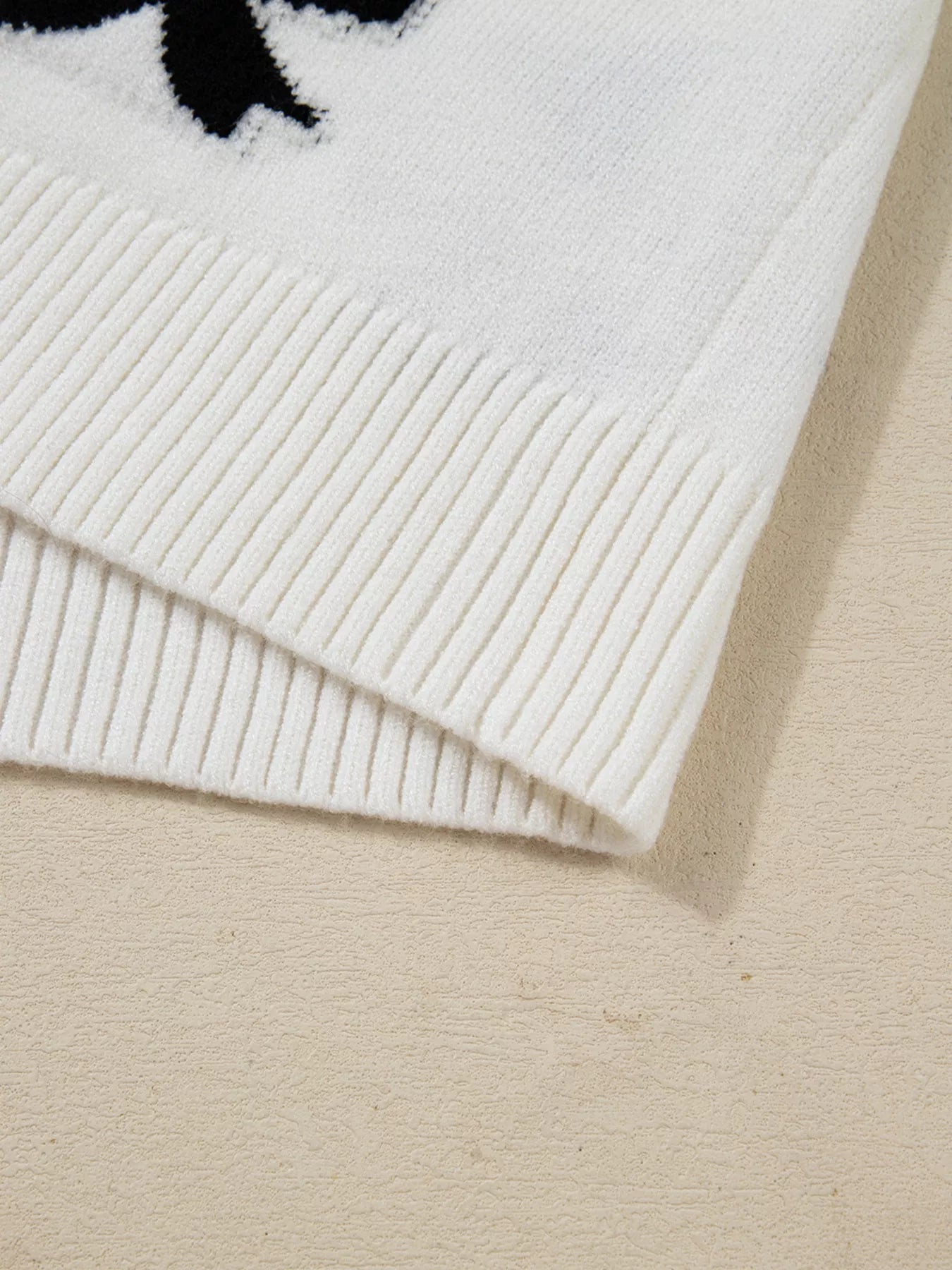 Tie Front Bow Pattern Cardigan OutfitFlow