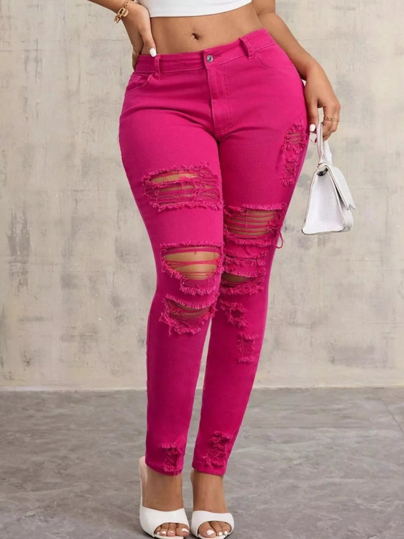 High-Waisted Distressed Skinny Jeans OutfitFlow