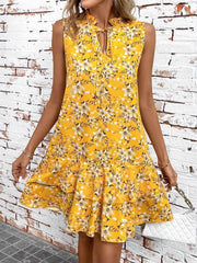 Ruffled Hem Sleeveless Mini Dress OutfitFlow