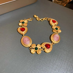 Copper Inlaid Rhinestone Vintage Bracelet Gold One Size OutfitFlow