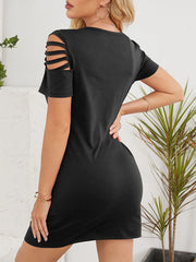Cut-Out Short Sleeve Mini Dress OutfitFlow