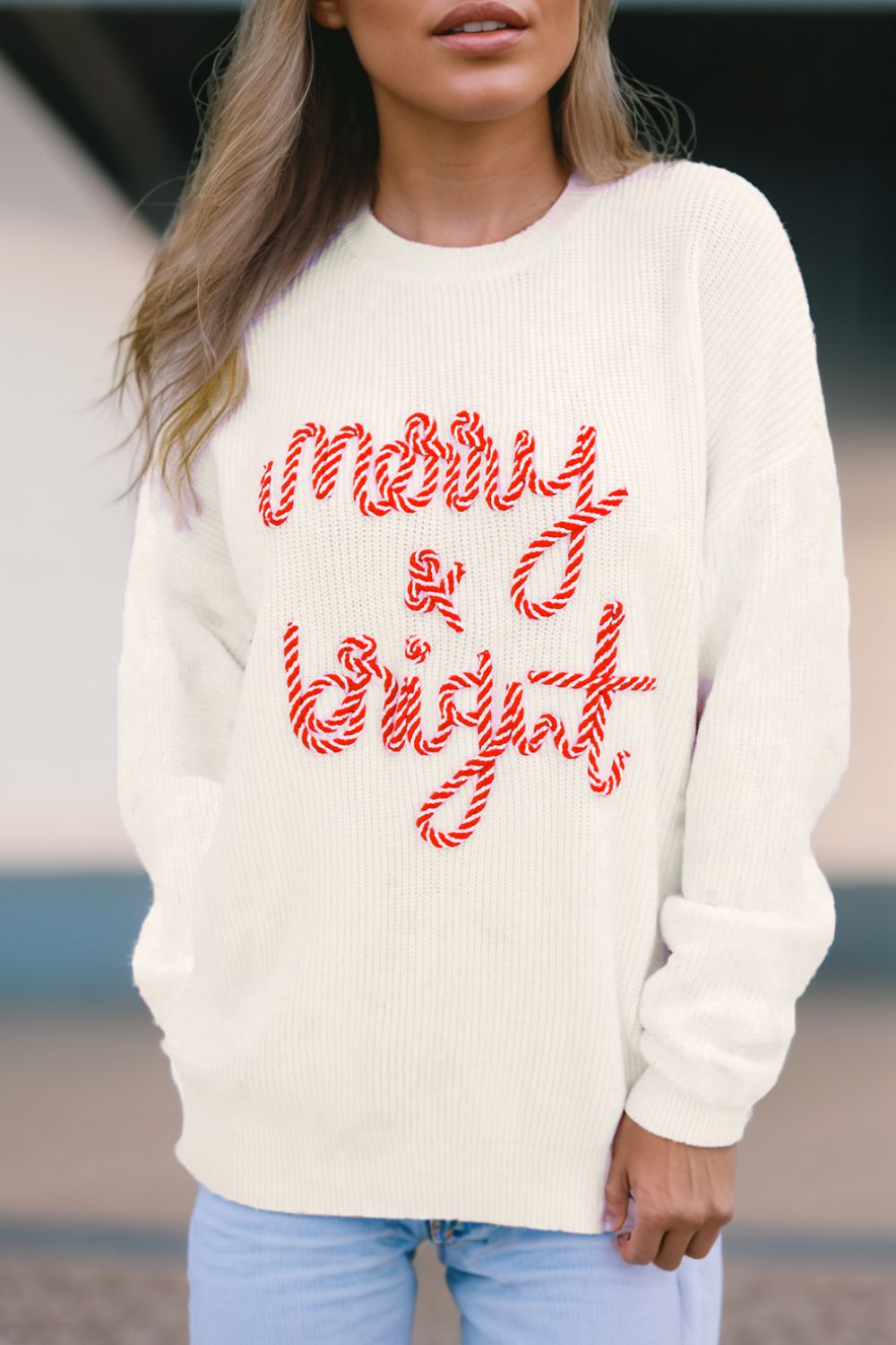 Outfit Flow - MERRY & BRIGHT Round Neck Sweater