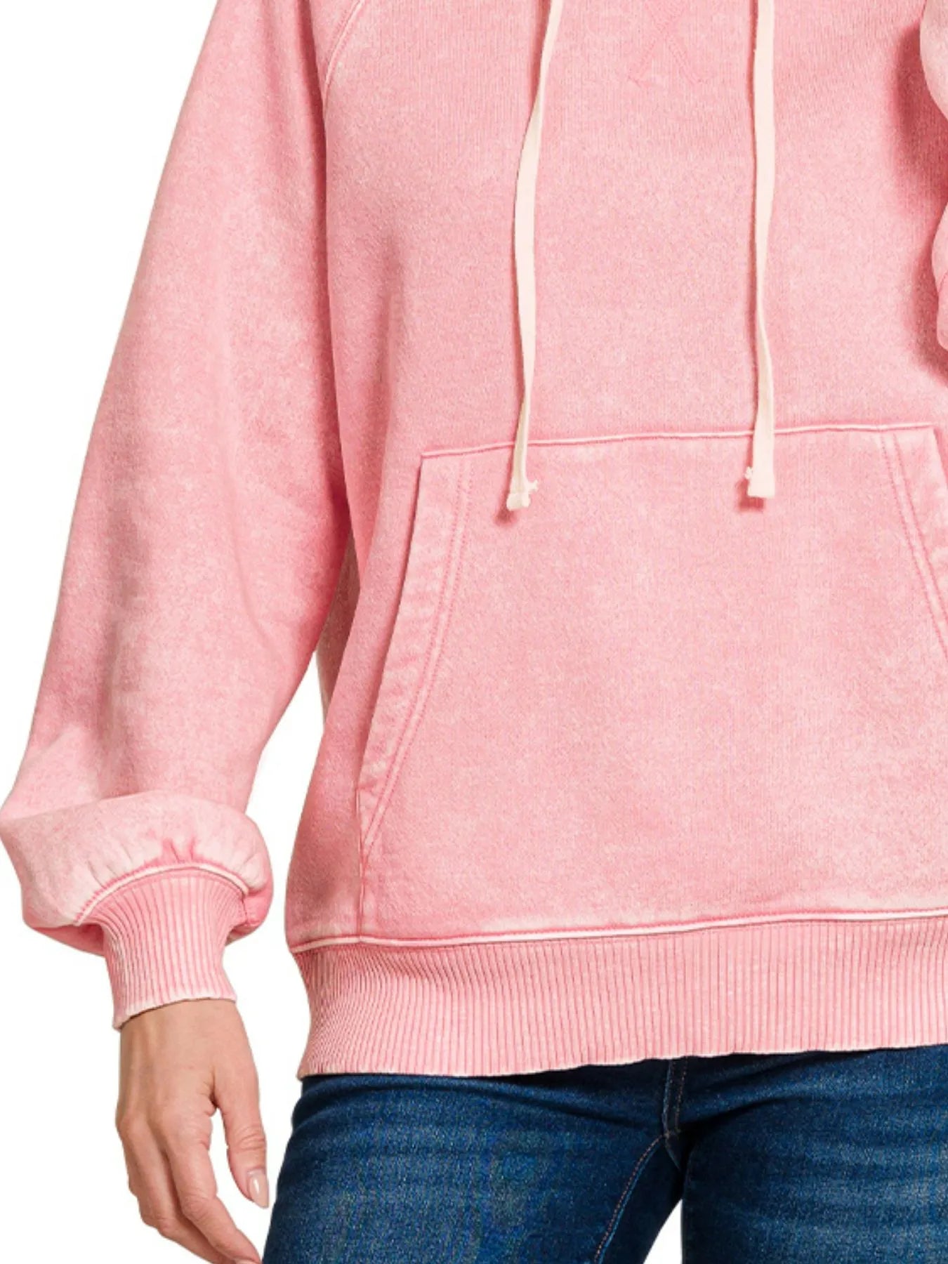 Zenana Acid Wash Fleece Hoodie with Kangaroo Pocket OutfitFlow