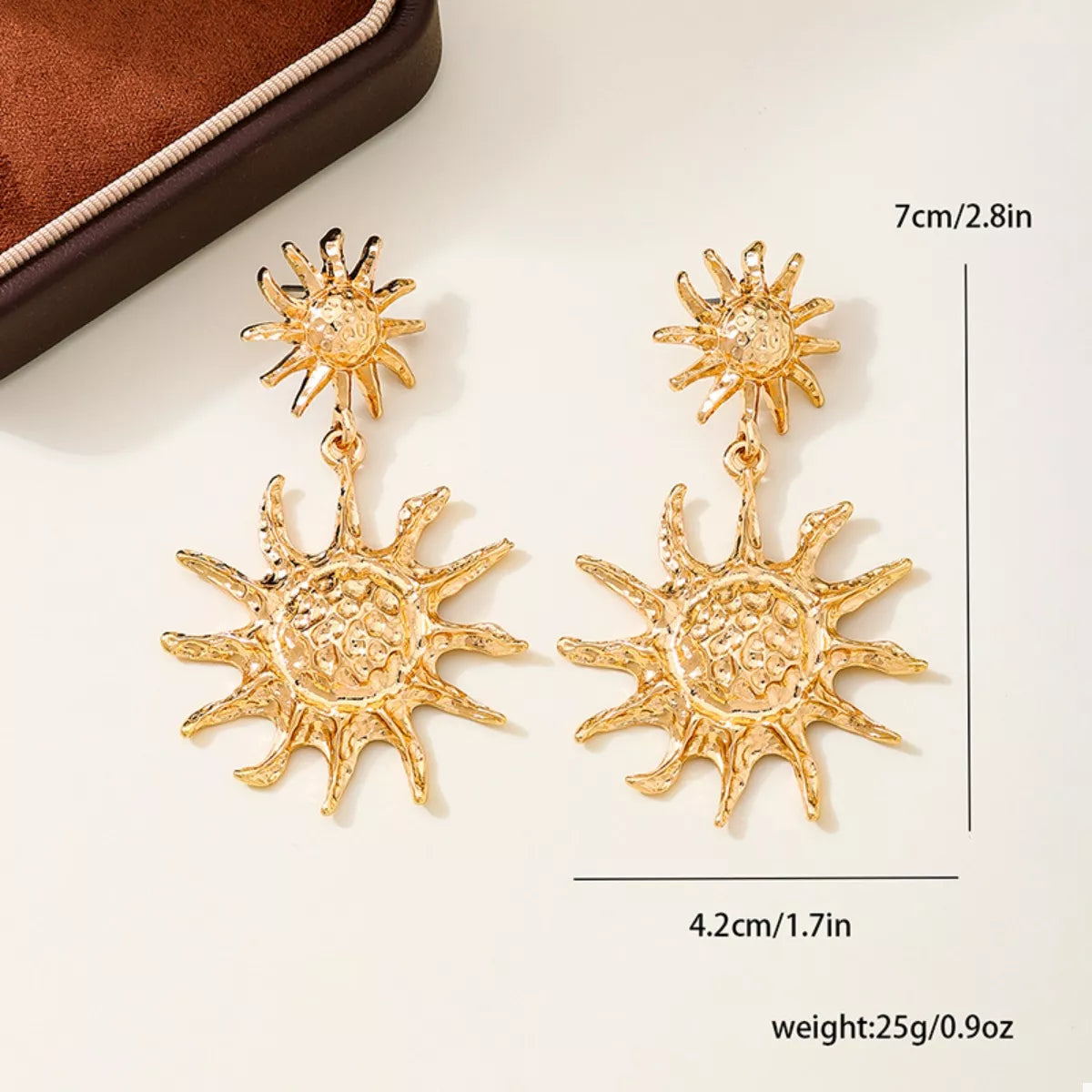 18K Gold-Plated Sun Burst Drop Earrings OutfitFlow