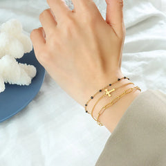 Titanium Steel Three-Layered Bracelet Gold One Size OutfitFlow