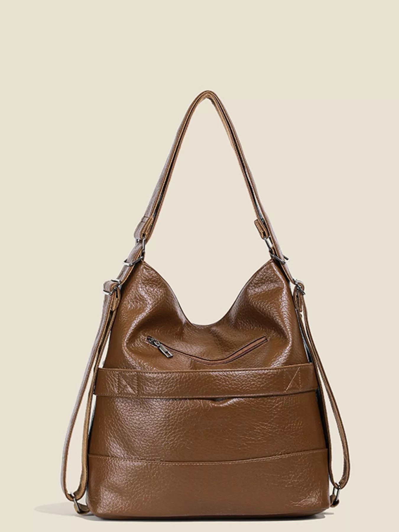 Leather Convertible Shoulder Bag OutfitFlow