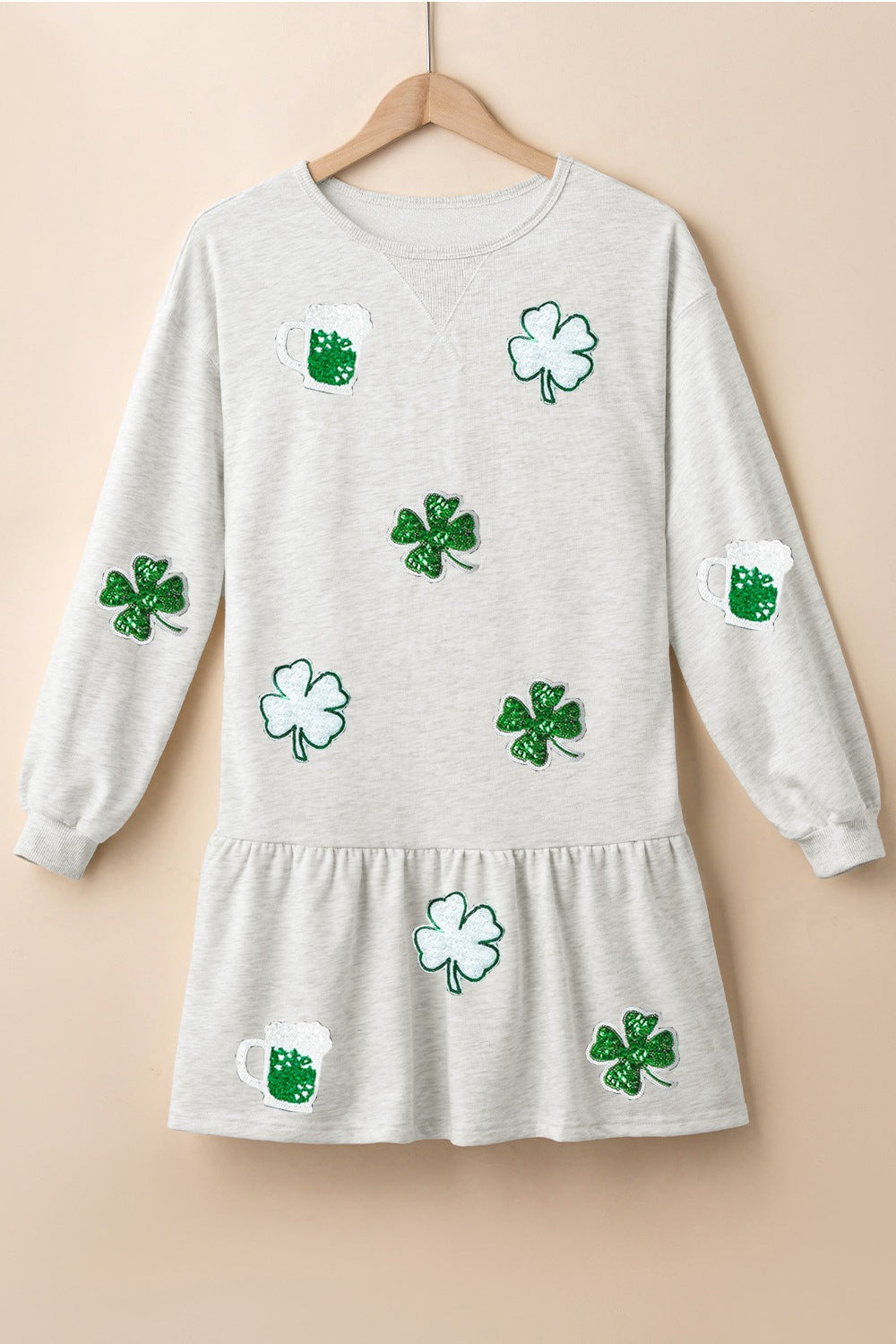 Clover Beer Patched Ruffle Hem Dress OutfitFlow