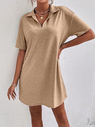 Johnny Collar Short Sleeve Polo Dress OutfitFlow