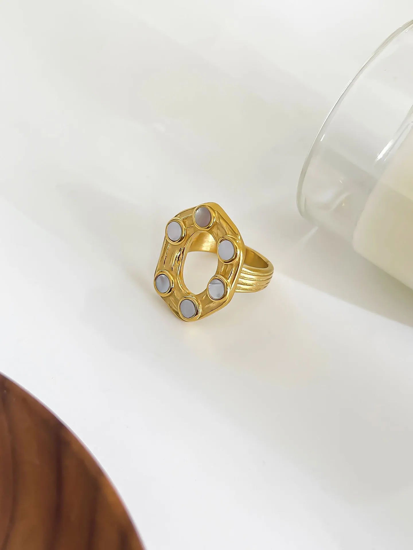 18K Gold-Plated Oval Statement Ring OutfitFlow