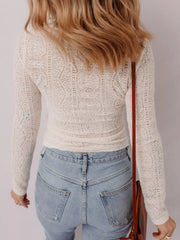 Sheer Lace Long Sleeve Cropped Top OutfitFlow