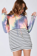 BiBi Tie Dye French Terry Cowl Neck Top CHARCOAL TIEDYE OutfitFlow