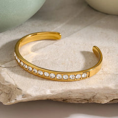 Stainless Steel Inlaid Zircon Bracelet OutfitFlow