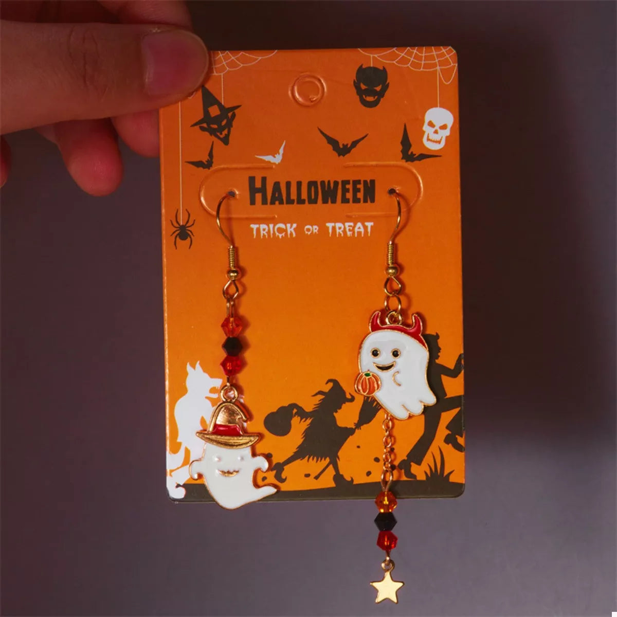 Halloween Ghost Pumpkin Drop Earrings OutfitFlow
