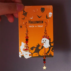 Halloween Ghost Pumpkin Drop Earrings OutfitFlow