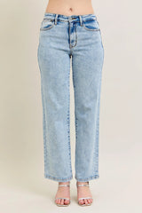 Judy Blue Full Size High Waist Stone Wash Straight Jeans Plus Size OutfitFlow