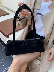 Solid Color Shoulder Bag Black onesize Trendsi