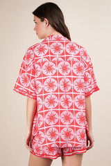 VERY J Full Size Tropical Printed Shirt Top and Shorts Set Plus Size OutfitFlow