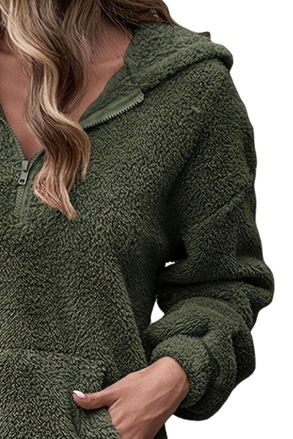 Outfit Flow - Half Zip Dropped Shoulder Oversized Hoodie