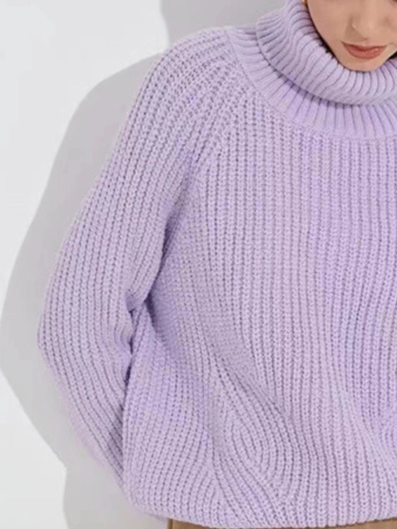 Turtleneck Long Sleeve Sweater OutfitFlow