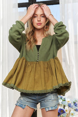 ADORA Mineral Washed Babydoll Tunic Top OutfitFlow