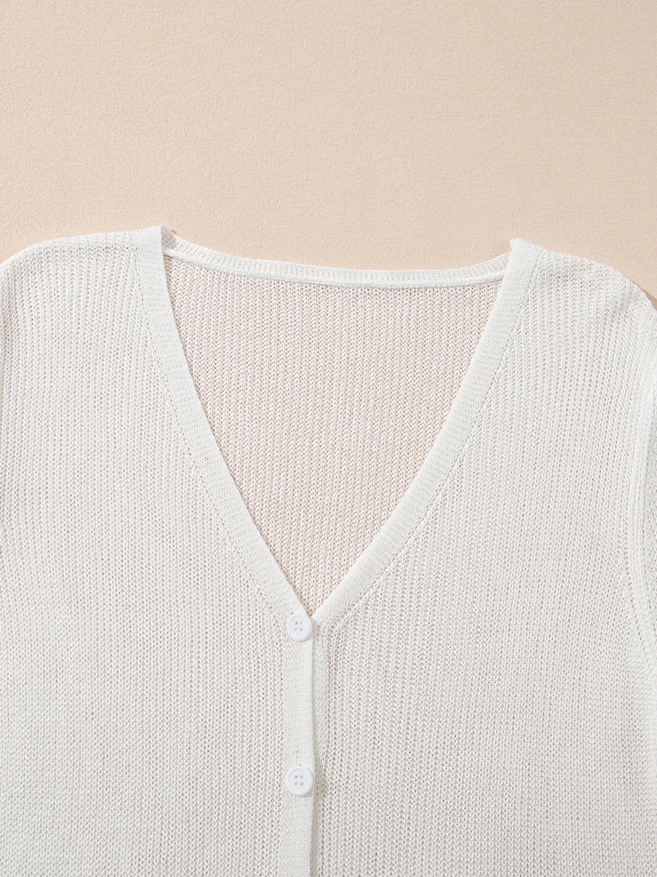 Lightweight V Neck Button Front Bell Sleeve Cardigan OutfitFlow