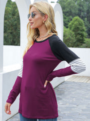 Outfit Flow - Contrast Striped Round Neck Long Sleeve T-Shirt