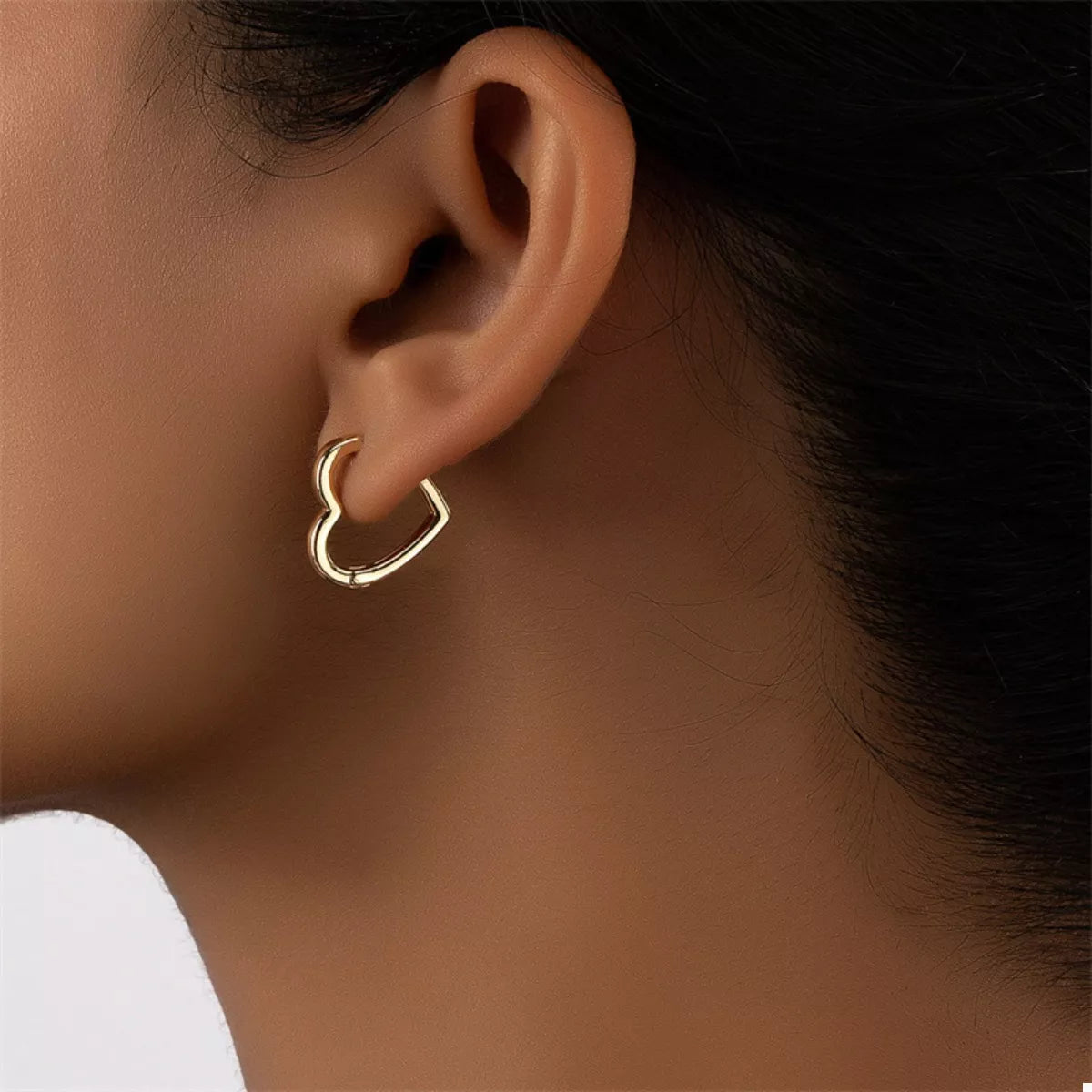 Alloy Heart Shape Hoop Earrings OutfitFlow