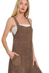 Zenana Double Gauze Washed Wide Leg Overalls OutfitFlow