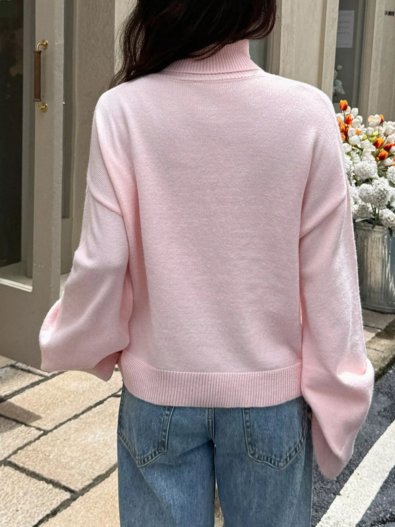 Turtleneck Long Sleeve Sweater OutfitFlow