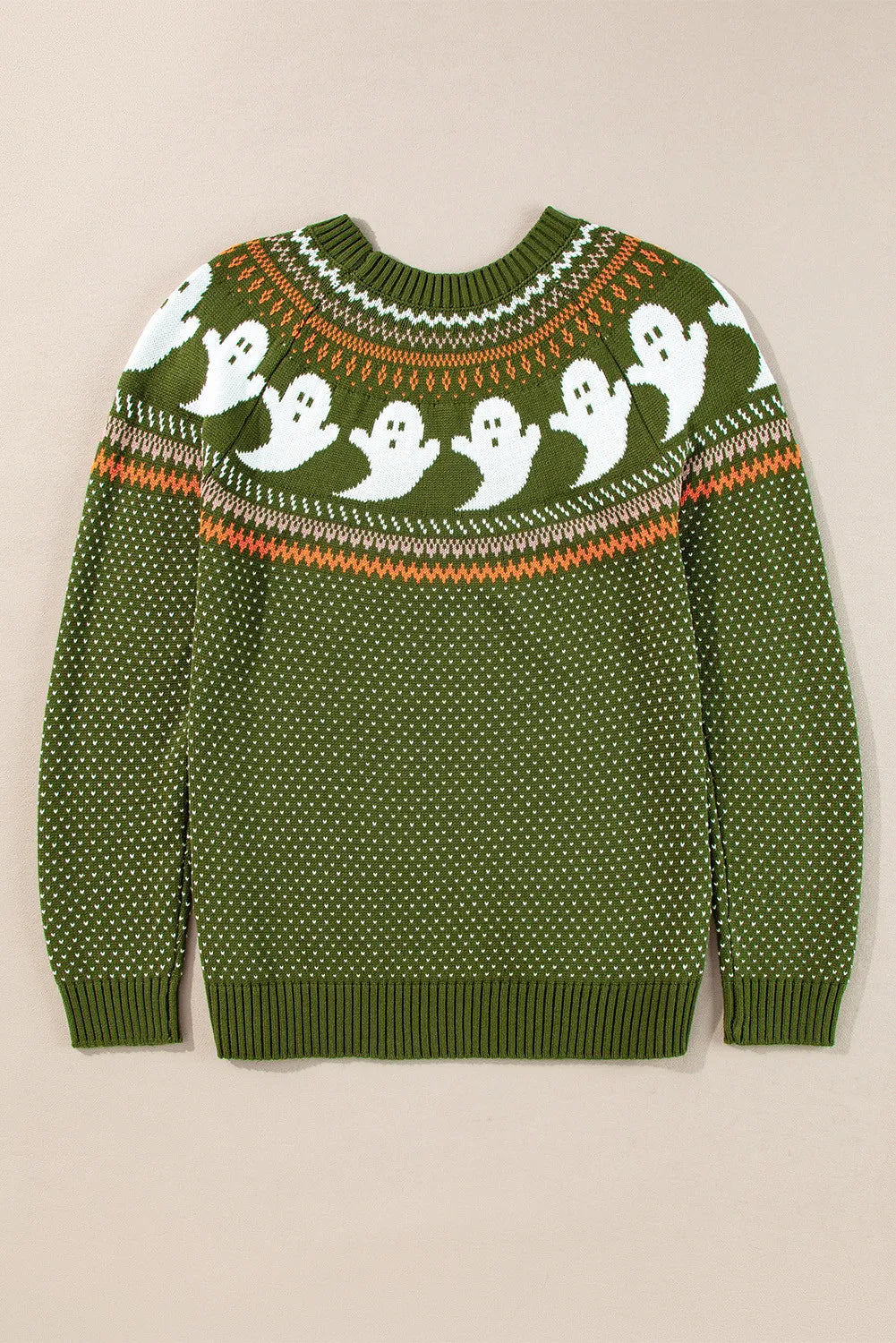 Ghost Round Neck Long Sleeve Sweater OutfitFlow
