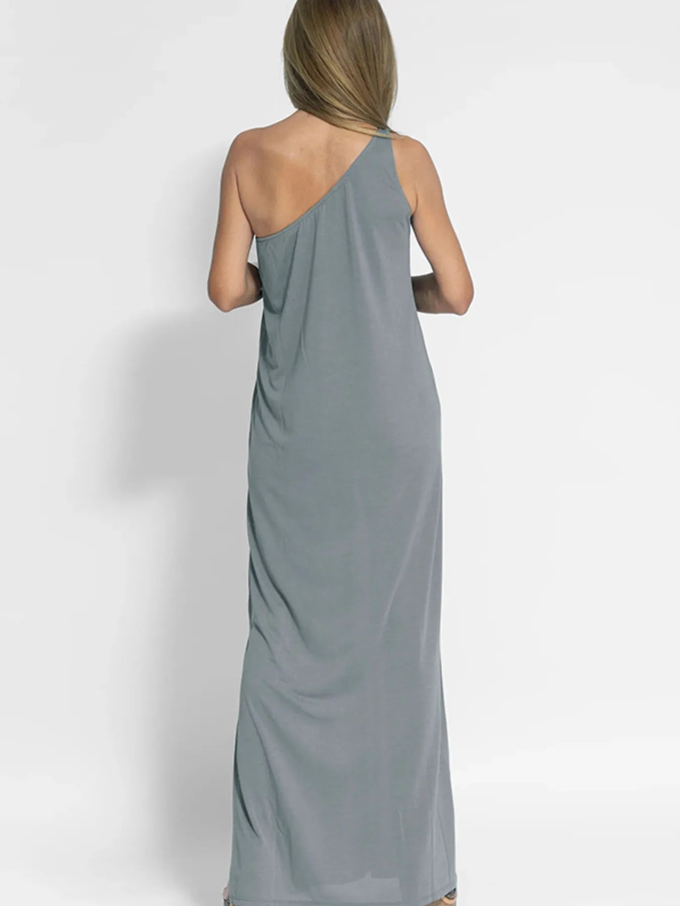 One-Shoulder Maxi Dress with Side Slit OutfitFlow