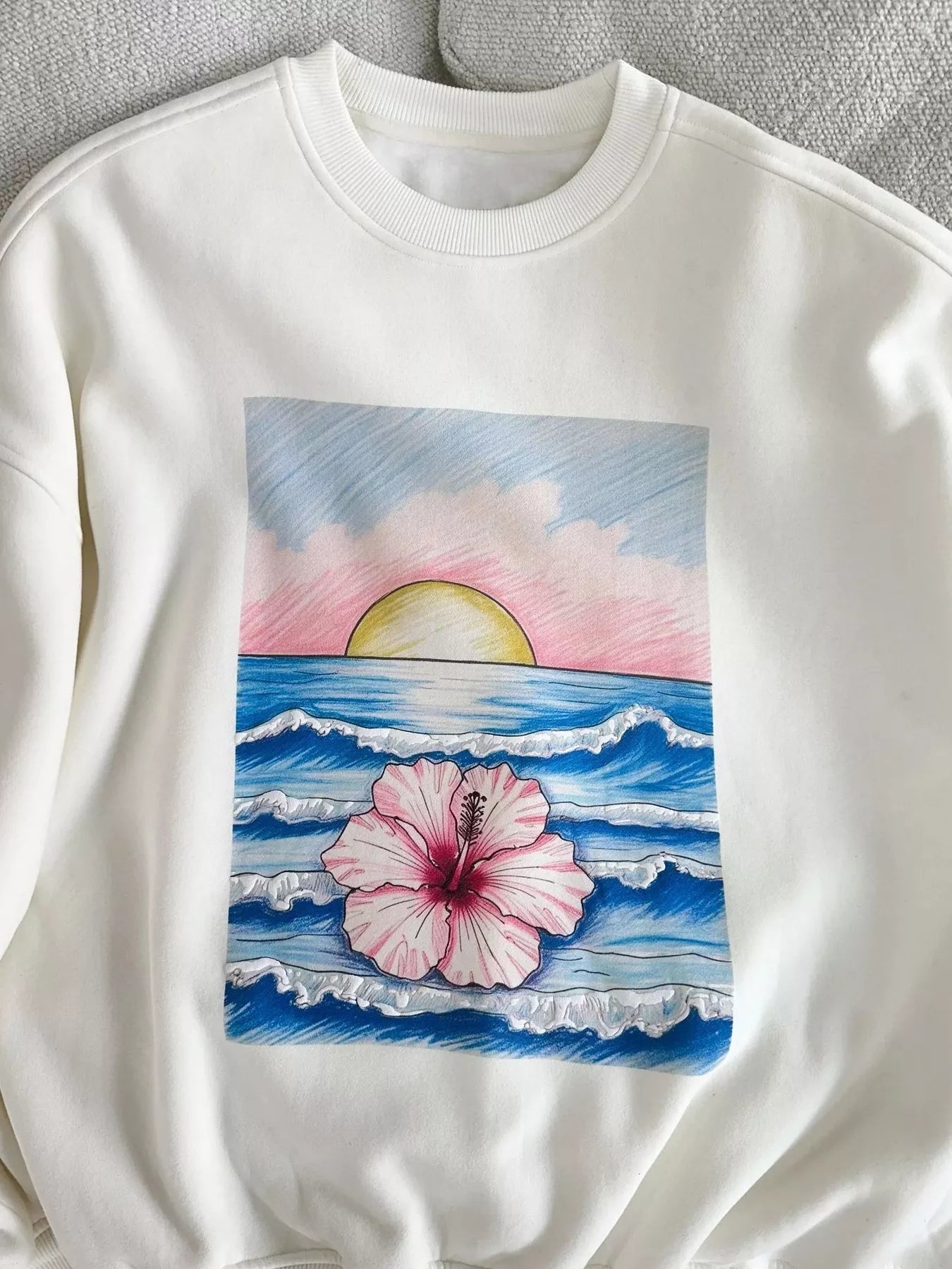 Graphic Round Neck Drop Shoulder Sweatshirt OutfitFlow
